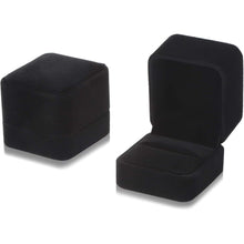 2er Pack Samt Ringbox für Hochzeit Verlobung - Schwarz