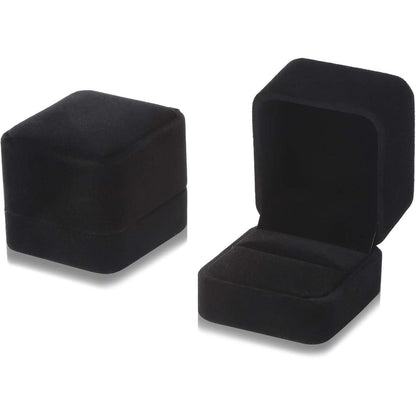 2er Pack Samt Ringbox für Hochzeit Verlobung - Schwarz
