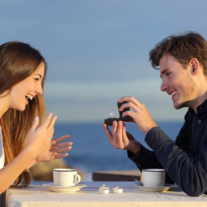 2er Pack Samt Ringbox für Hochzeit Verlobung - Schwarz