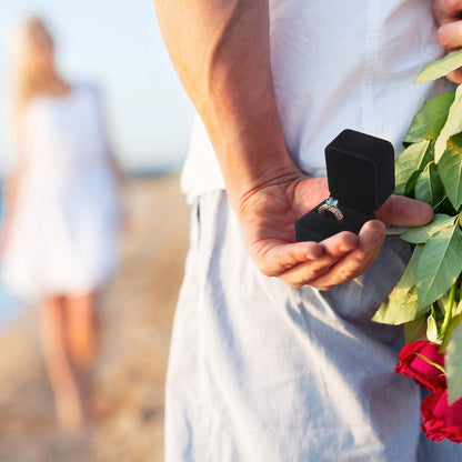 2er Pack Samt Ringbox für Hochzeit Verlobung - Schwarz