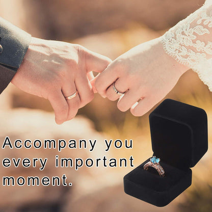 2er Pack Samt Ringbox für Hochzeit Verlobung - Schwarz