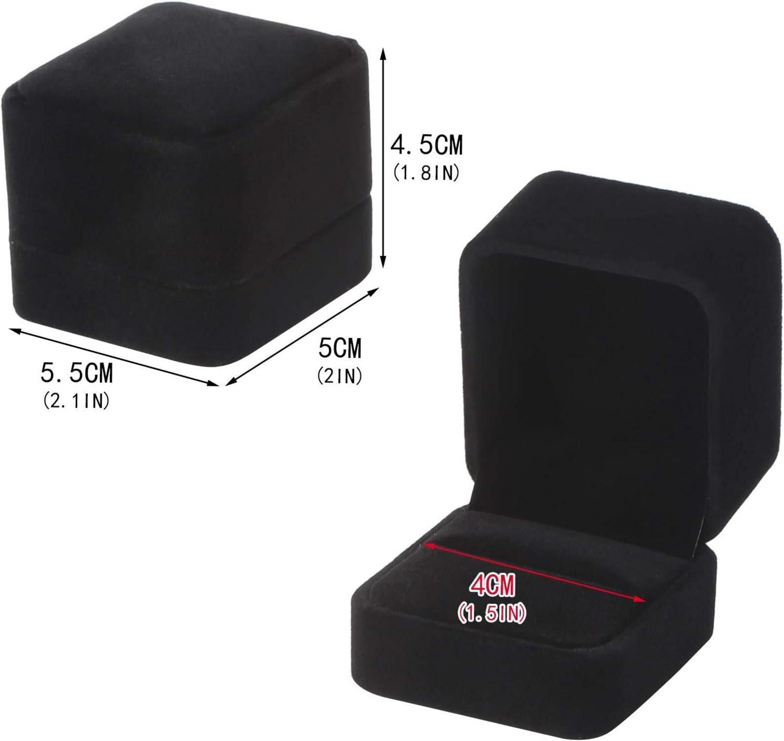 Samt Ringschachtel Set für Hochzeit Verlobung - 55x50x45mm - Schwarz