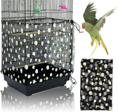 Vogelkäfig Abdeckung Gänseblümchen Design Einstellbar Schwarz