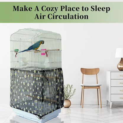 Vogelkäfig Abdeckung Samenfänger Papageien Netz Gänseblümchen 78,7 x 15,7 Zoll