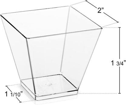 50 Stück Dessertbecher mit Löffeln, 2oz Kunststoff Cups Set