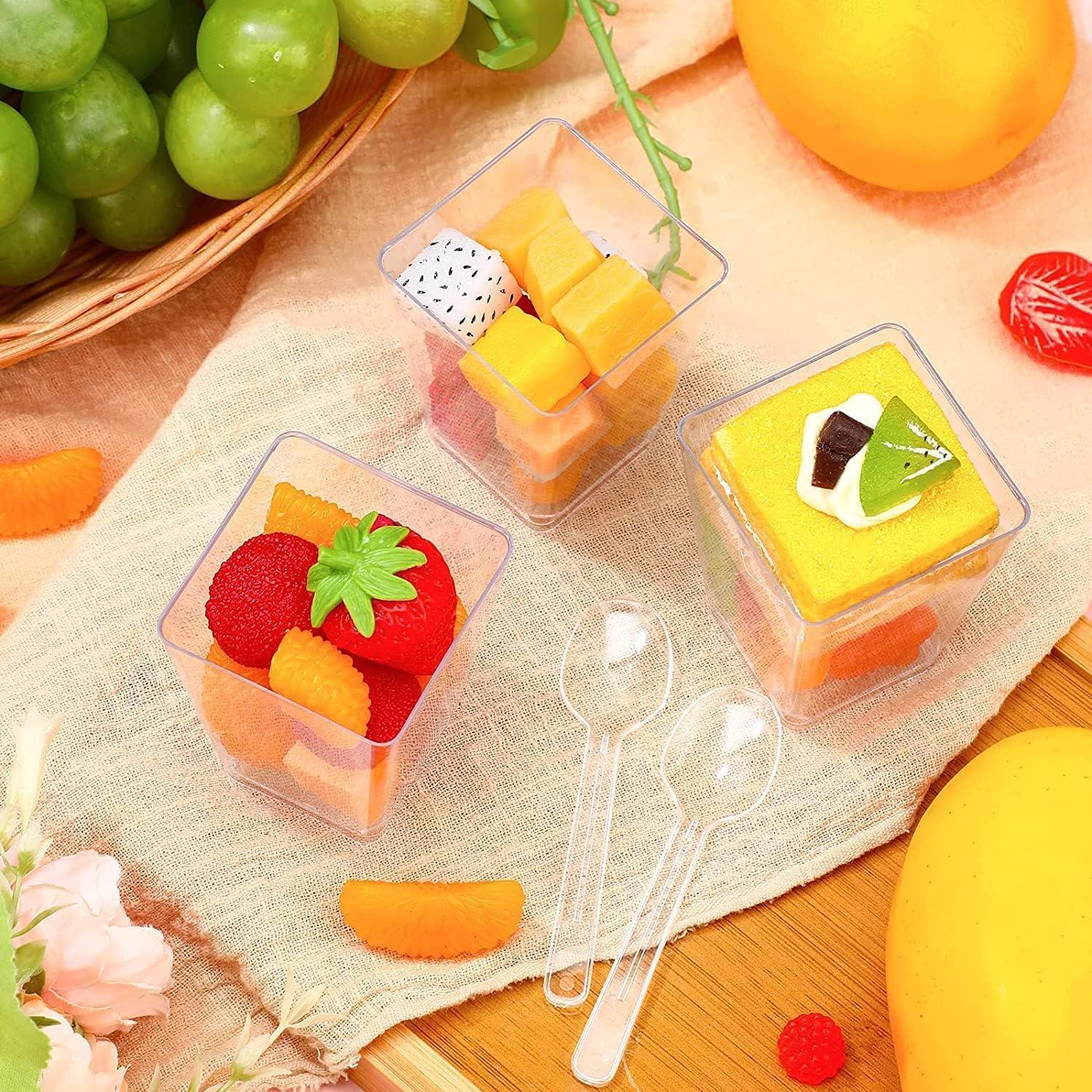 Desserttasse Set mit Löffeln - 50 Stück, 2 oz, Kunststoff