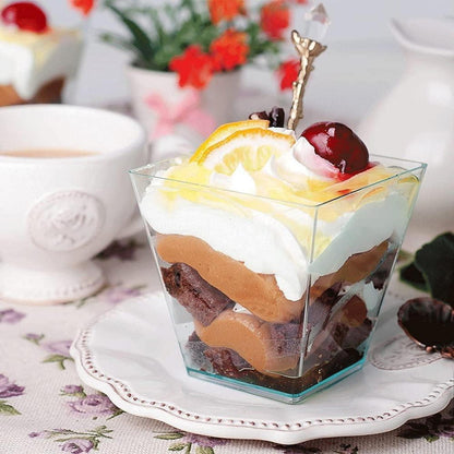 Plastik Dessertbecher 50 Stk. mit Löffeln 2oz Set