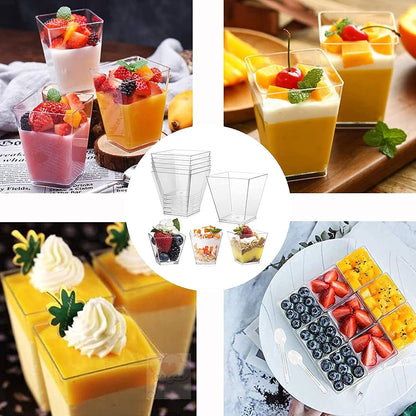 50x PIQIUQIU Desserttassen mit Löffeln 2oz Mousse Pudding Eiscreme