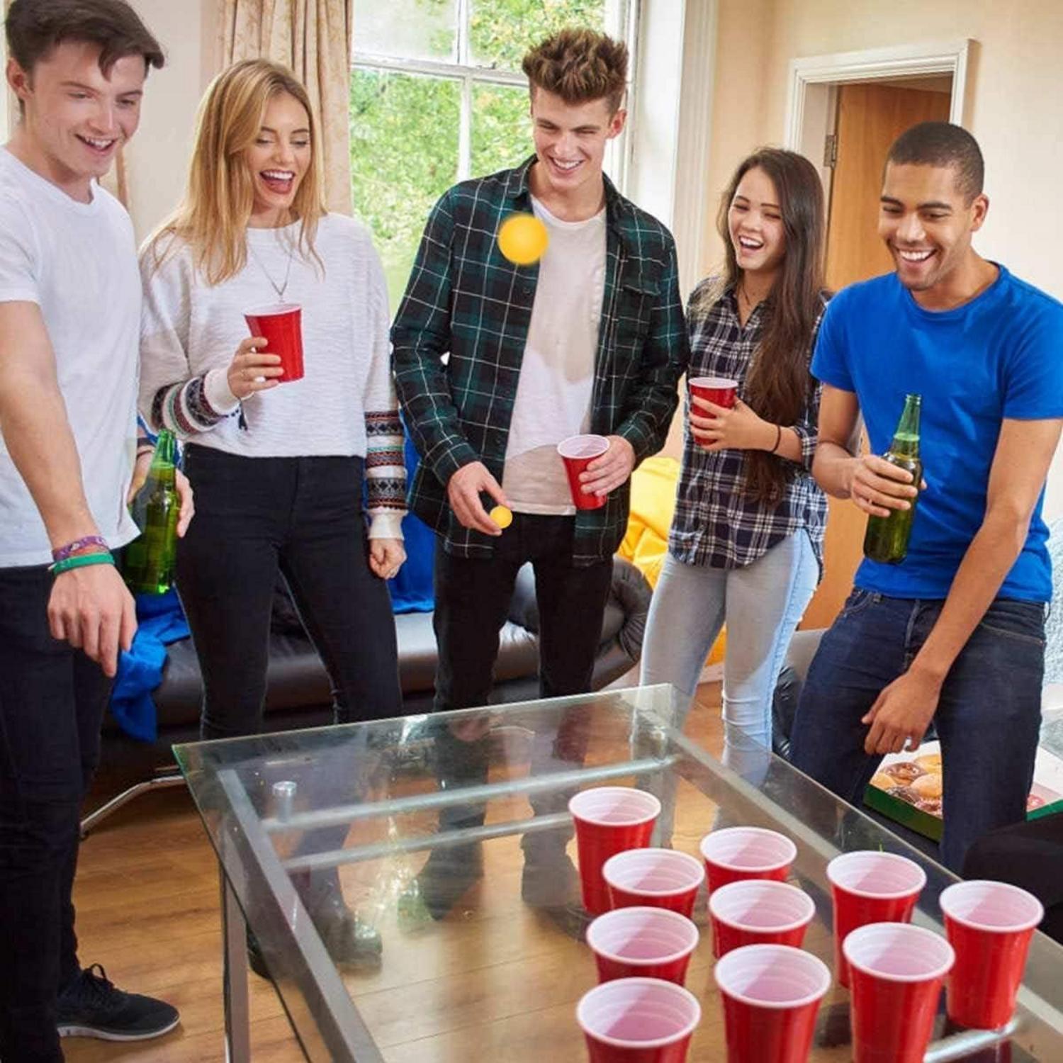 Beer Pong Becher Set 50 Becher + 5 Bälle 473ml Wiederverwendbar