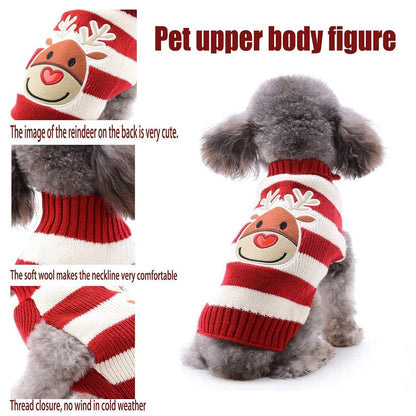 Hundepullover Weihnachten: Warmer Strick Rollkragen für Welpen
