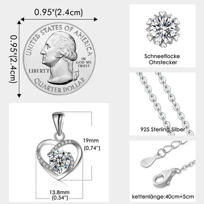 Ewige Rosen Halskette Ohrringe Set 925 Silbergeschenkbox