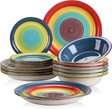 18-teiliges Tafelservice Set Vintage Regenbogen Stil