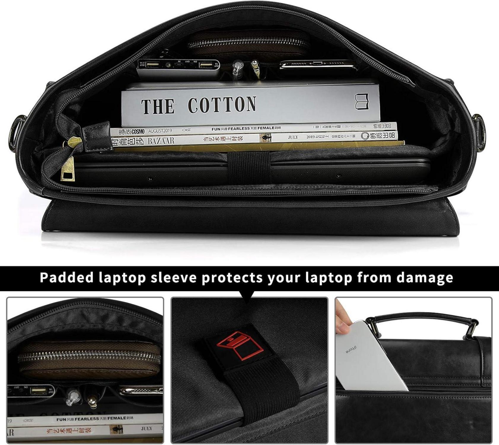 Lubardy Umhängetasche Herren 15.6 Zoll Laptoptasche Vintage