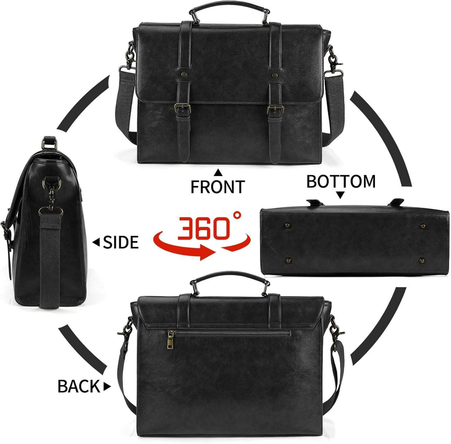 Herren Umhängetasche Laptoptasche 15.6 Zoll Wasserdicht Vintage Ledertasche