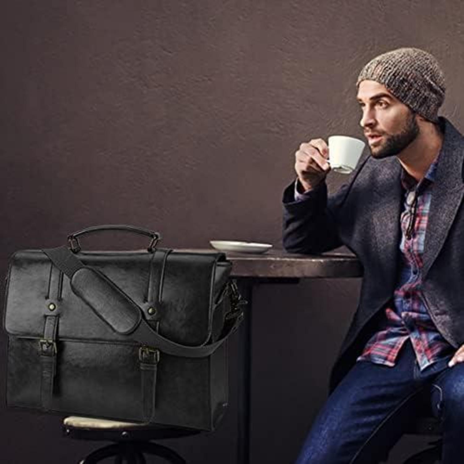 Umhängetasche Herren 15.6 Zoll Laptoptasche Vintage Ledertasche
