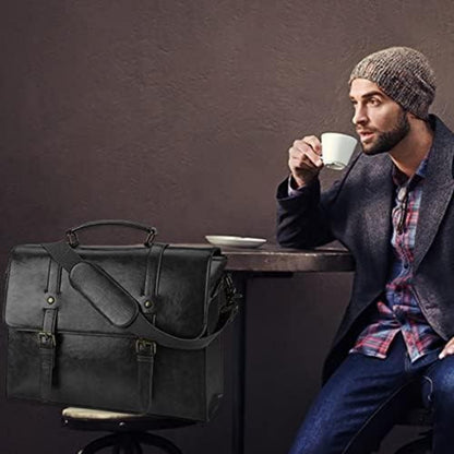 Umhängetasche Herren 15.6 Zoll Laptoptasche Vintage Ledertasche