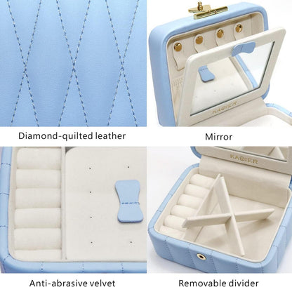 KAMIER Reise Schmuckschatulle Diamant Leder Blau für Damen