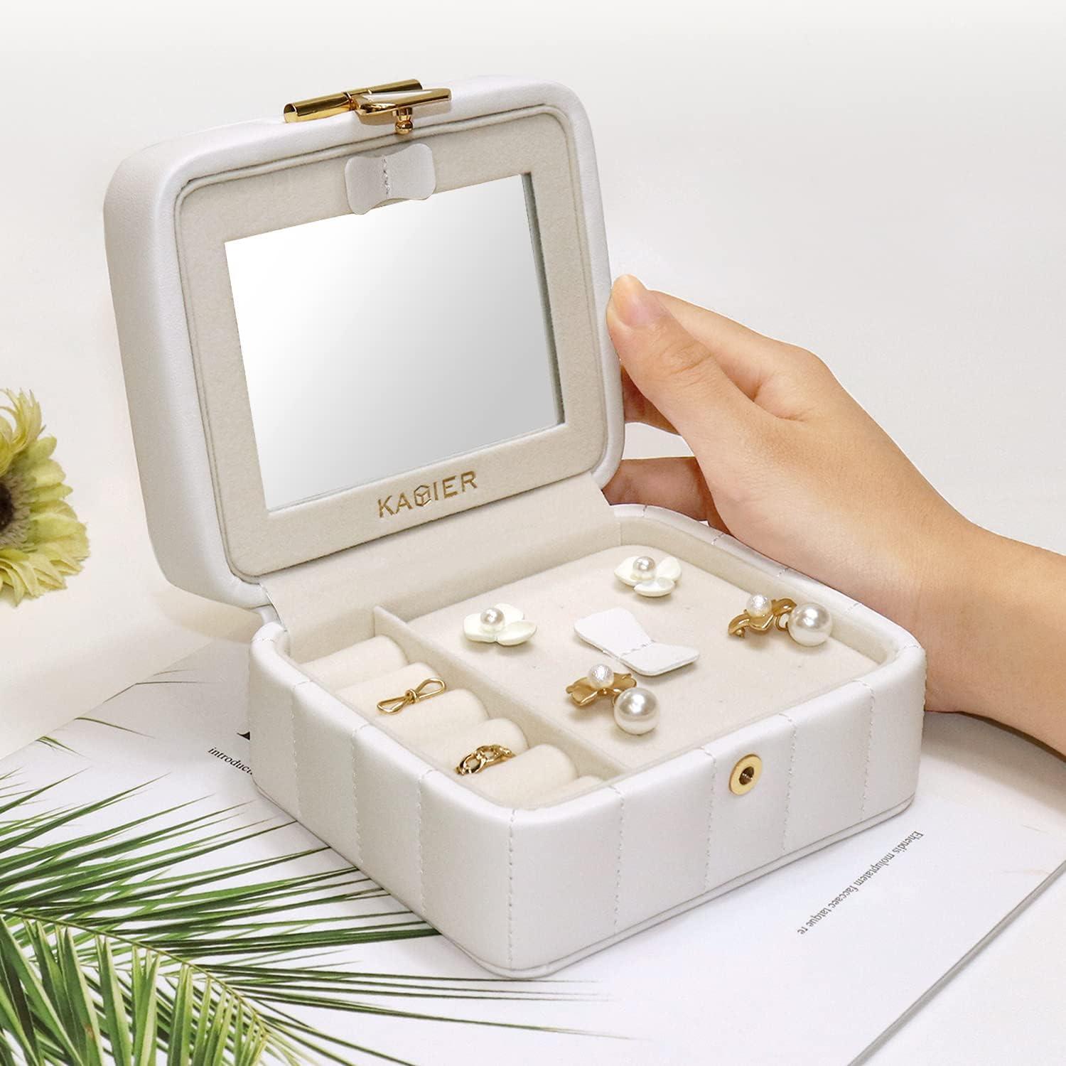 Kleine Reise Schmuckschatulle Diamant Leder Schmuckbox