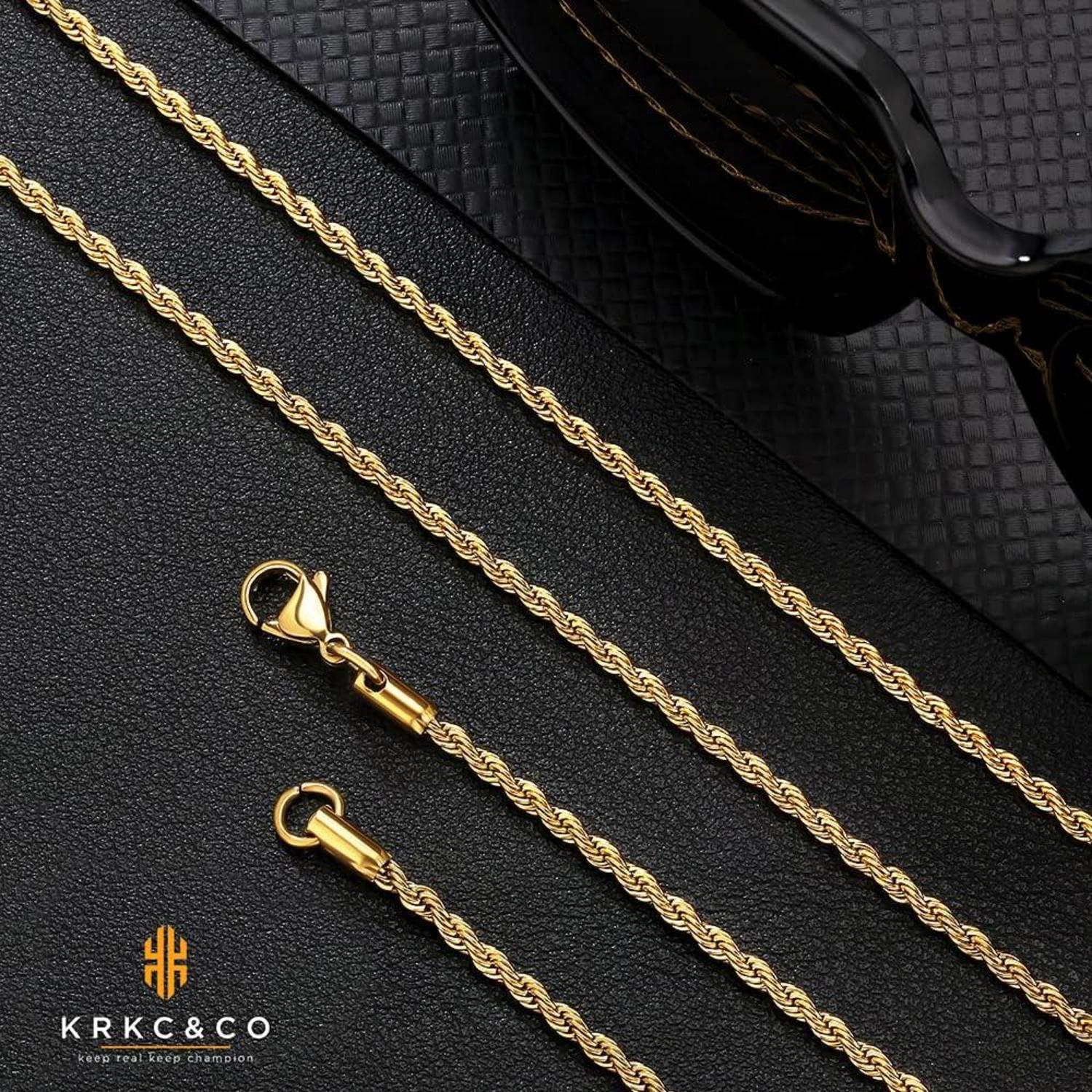 Goldkette Herren Silberkette 2,5mm Edelstahl 18K Gold