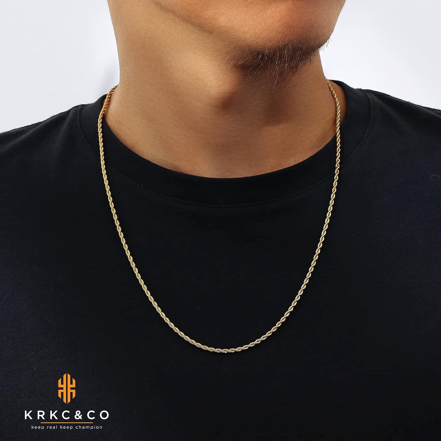 Goldkette Herren Edelstahl Rope Kette 2,5mm 50,8cm