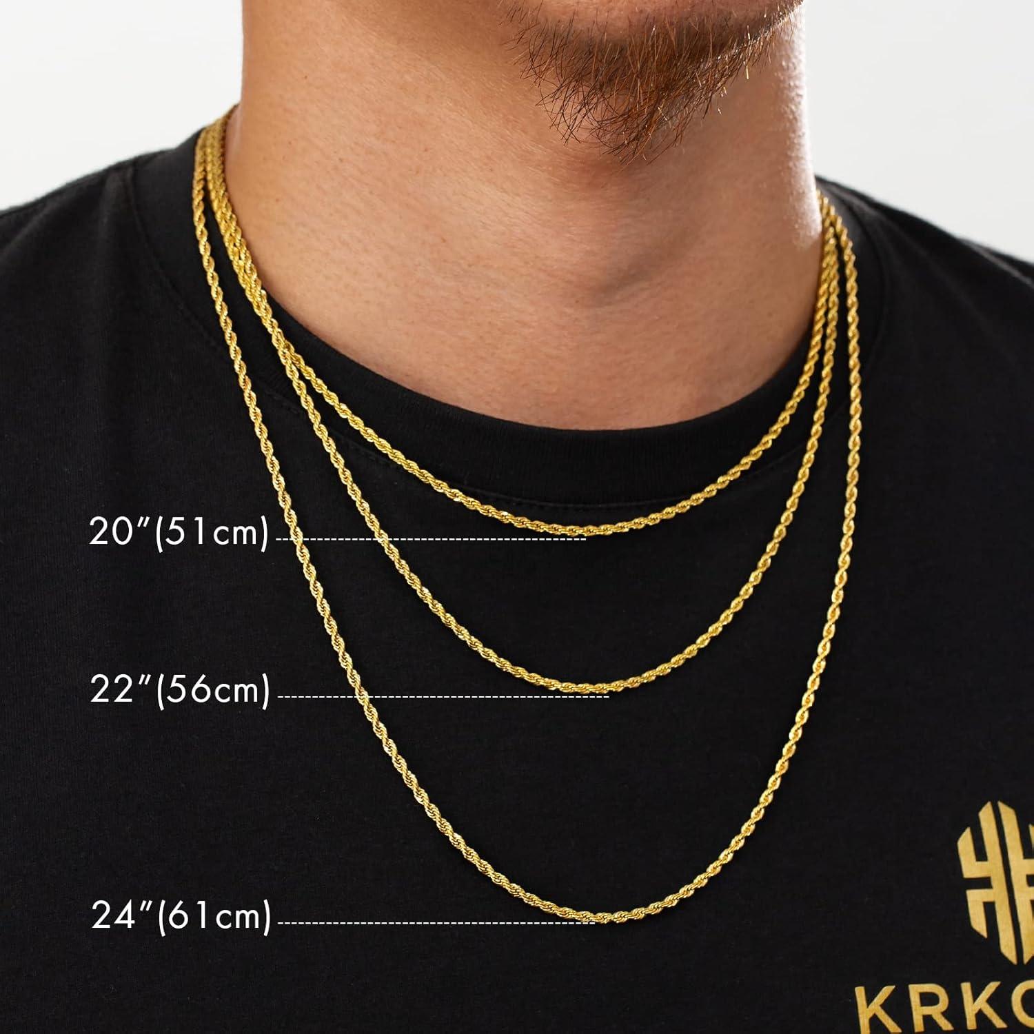 Goldkette Herren Silberkette 2,5mm feine dünne Kordelkette Zopfkette