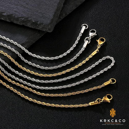 Goldkette Herren 2,5mm Edelstahl 18K Gold beschichtet 50,8cm