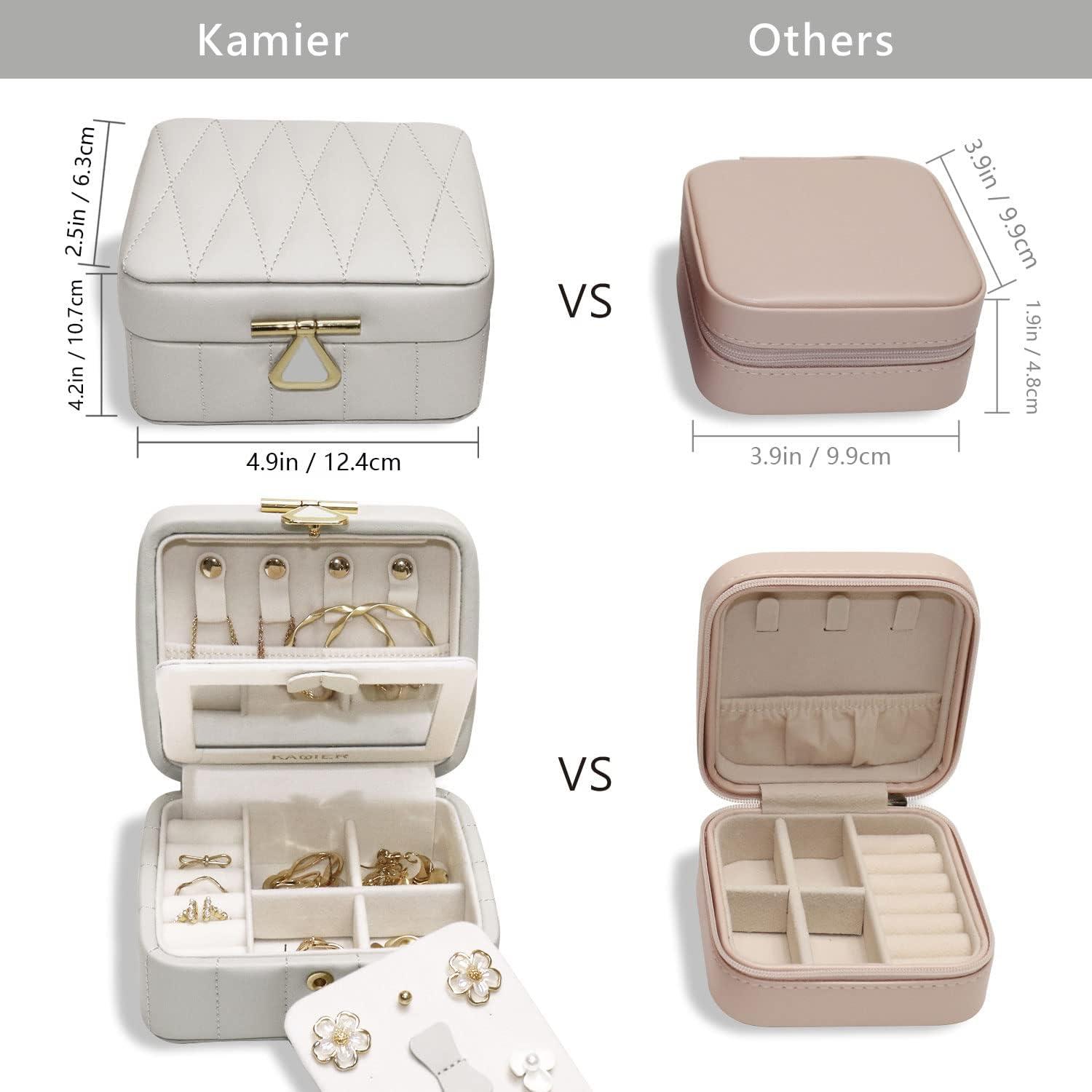 Schmuckkästchen mit Spiegel für Damen, Reiseschmuckbox in Grau