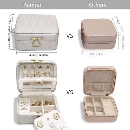 Schmuckkästchen mit Spiegel für Damen, Reiseschmuckbox in Grau