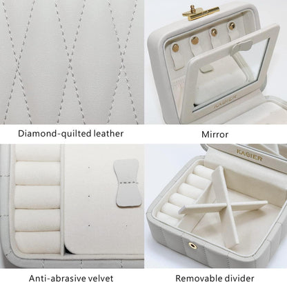 Kleine Schmuckschatulle mit Spiegel für Ringe Ohrringe Armbänder Grau