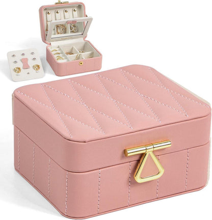 Kleine Schmuckschatulle Reise Schmuckkästchen Spiegel Rosa