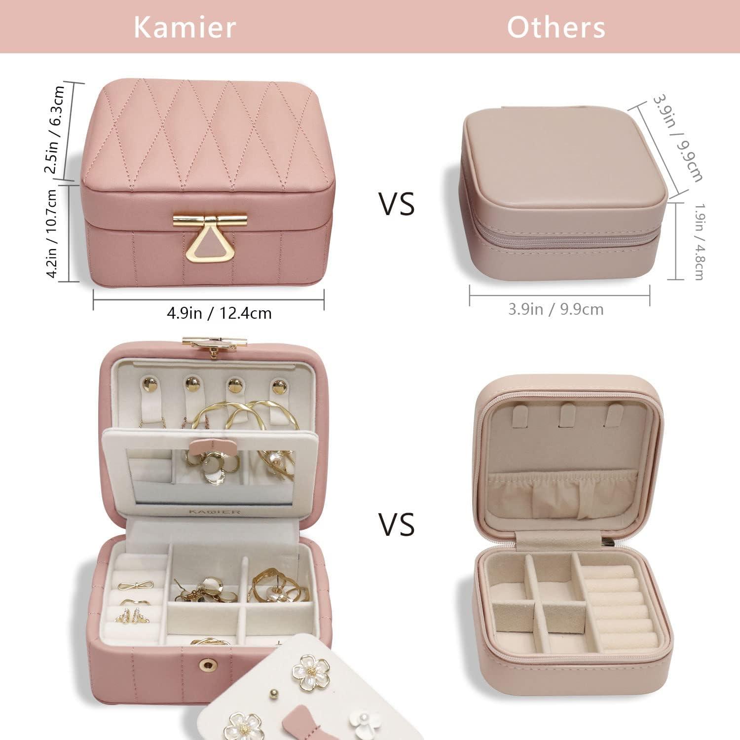 Kleine Schmuckschatulle Reise Schmuckkästchen Spiegel Rosa