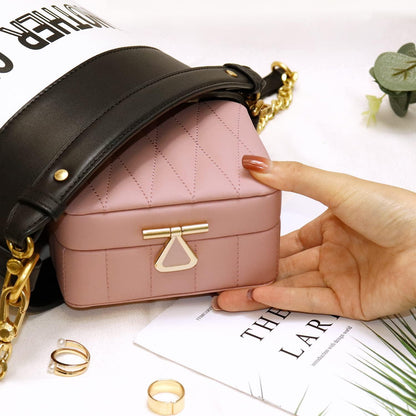 Kleine Schmuckkästchen Mit Spiegel, Reise Schmuckschatulle für Damen, Rosa