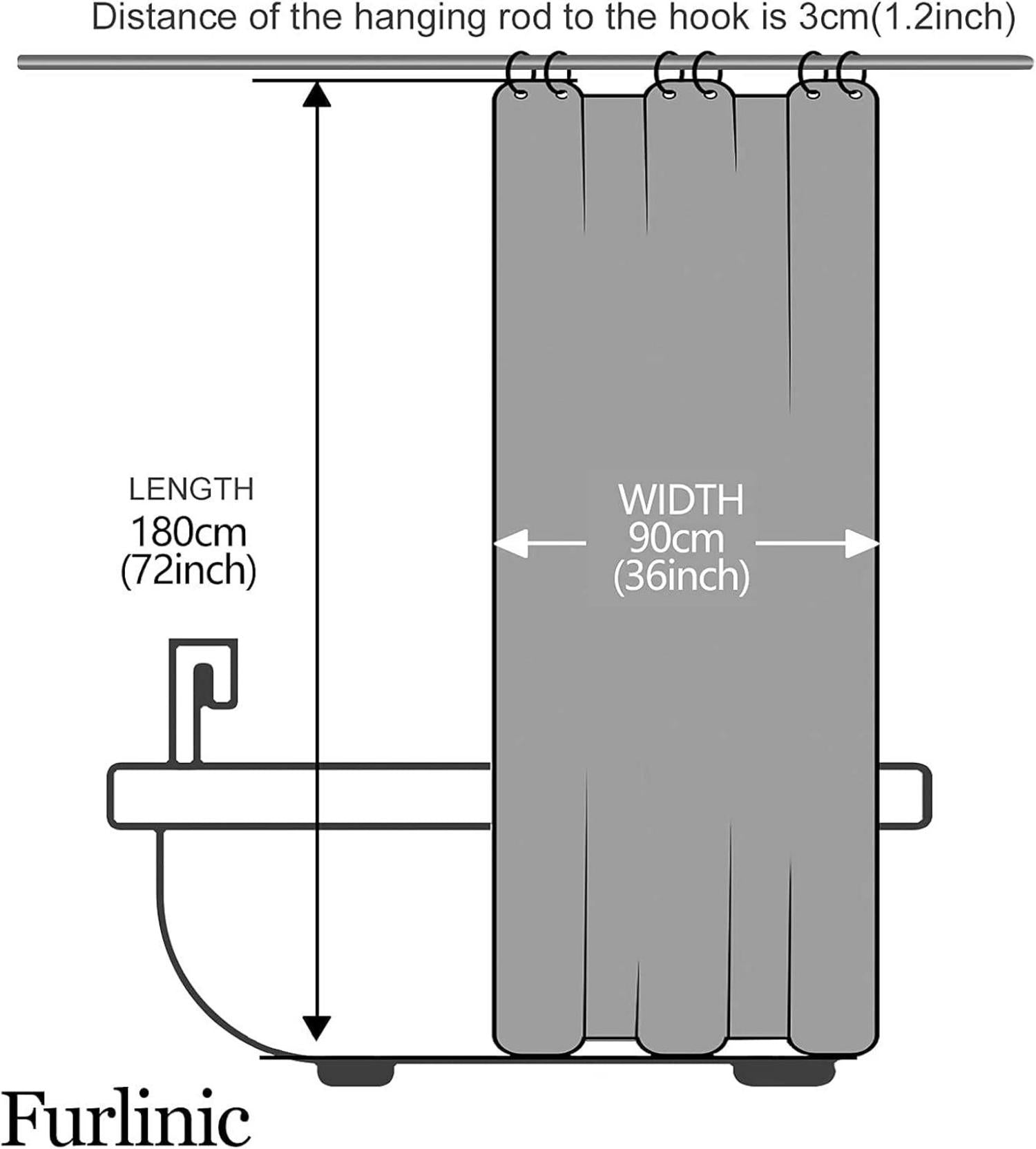 Modern und praktisch: Duschvorhang Polyester wasserabweisend 90x180 cm