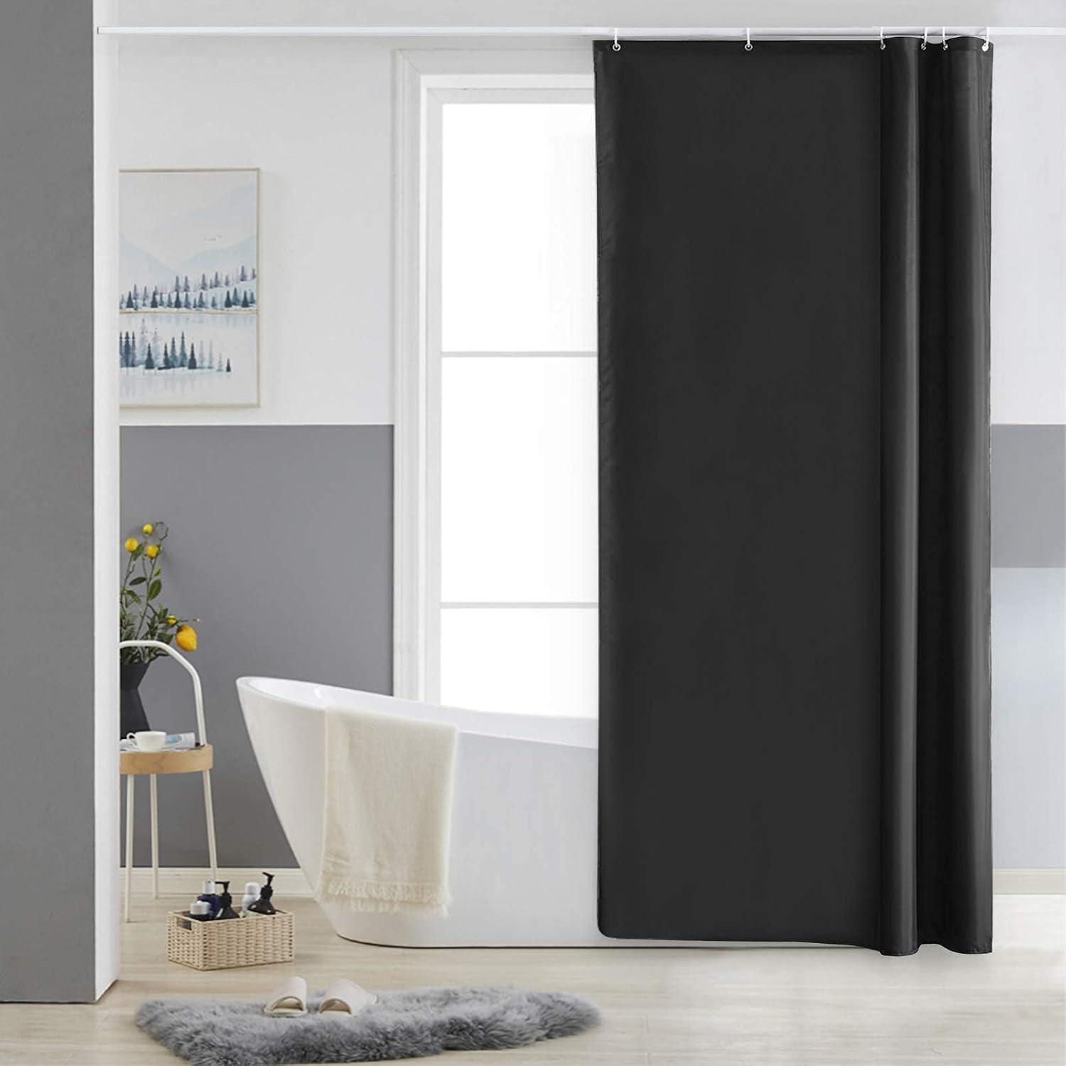 Schwarz Schmaler Duschvorhang Polyester 85x180 wasserabweisend