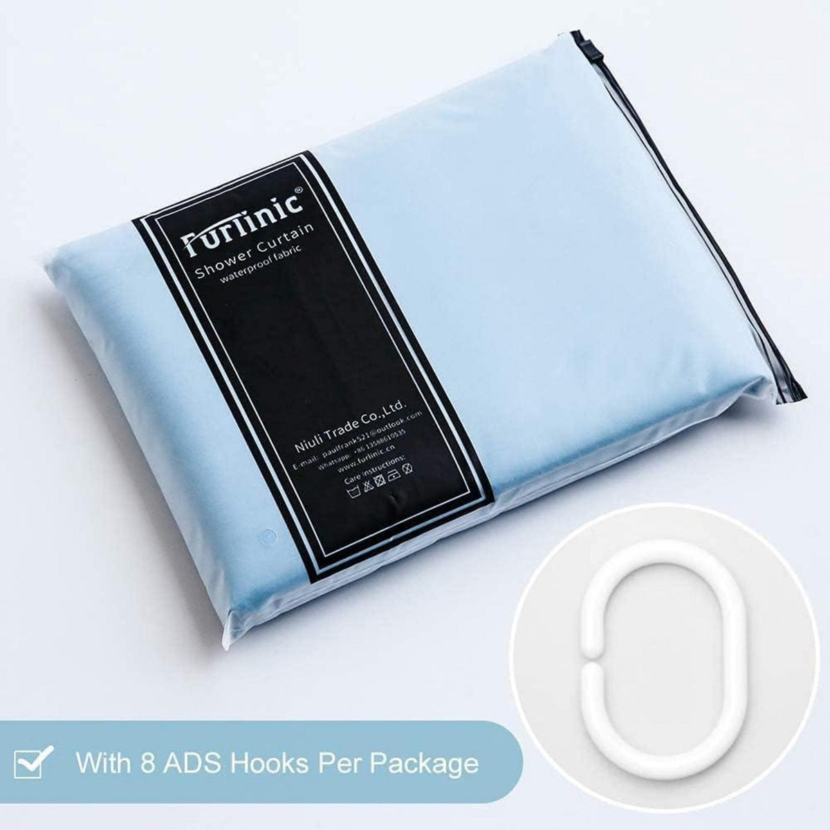 Schmaler Duschvorhang Hellblau 80x180 cm Textil Wasserabweisend