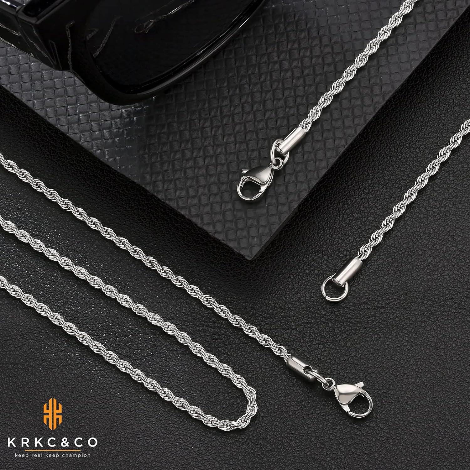 Goldkette Herren Silberkette 2,5mm Rope Kette Edelstahl 61cm