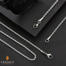 Goldkette Herren Silberkette 2,5mm Rope Kette Edelstahl 61cm