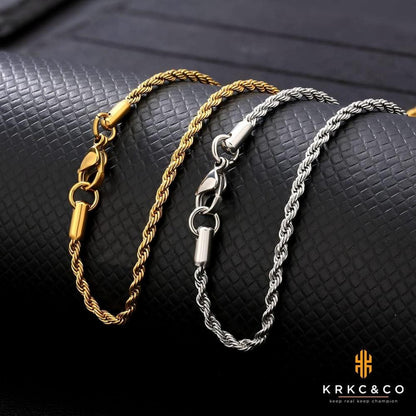 Goldkette Herren 2,5mm Silberkette Edelstahl 61cm Zopfkette