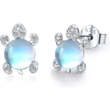 Schildkröte Ohrringe 925 Silber Mondstein Ohrstecker Mädchen