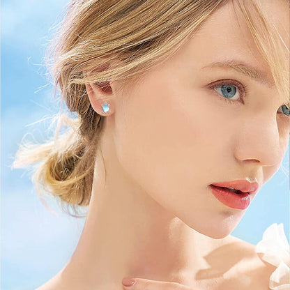 Schildkröte Ohrringe 925 Silber Mondstein Ohrstecker Mädchen