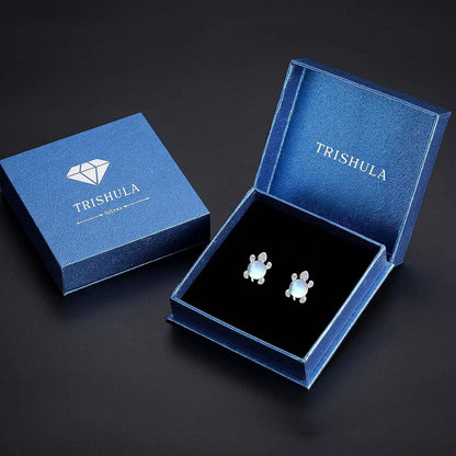 Schildkröte Ohrringe 925 Silber Mondstein Ohrstecker Mädchen