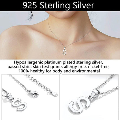 925 Silber Initiale Alphabet Anhänger Damen Halskette