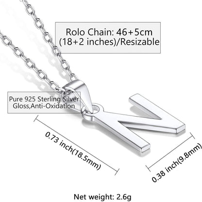 925 Silber Initiale Alphabet Anhänger Damen Halskette