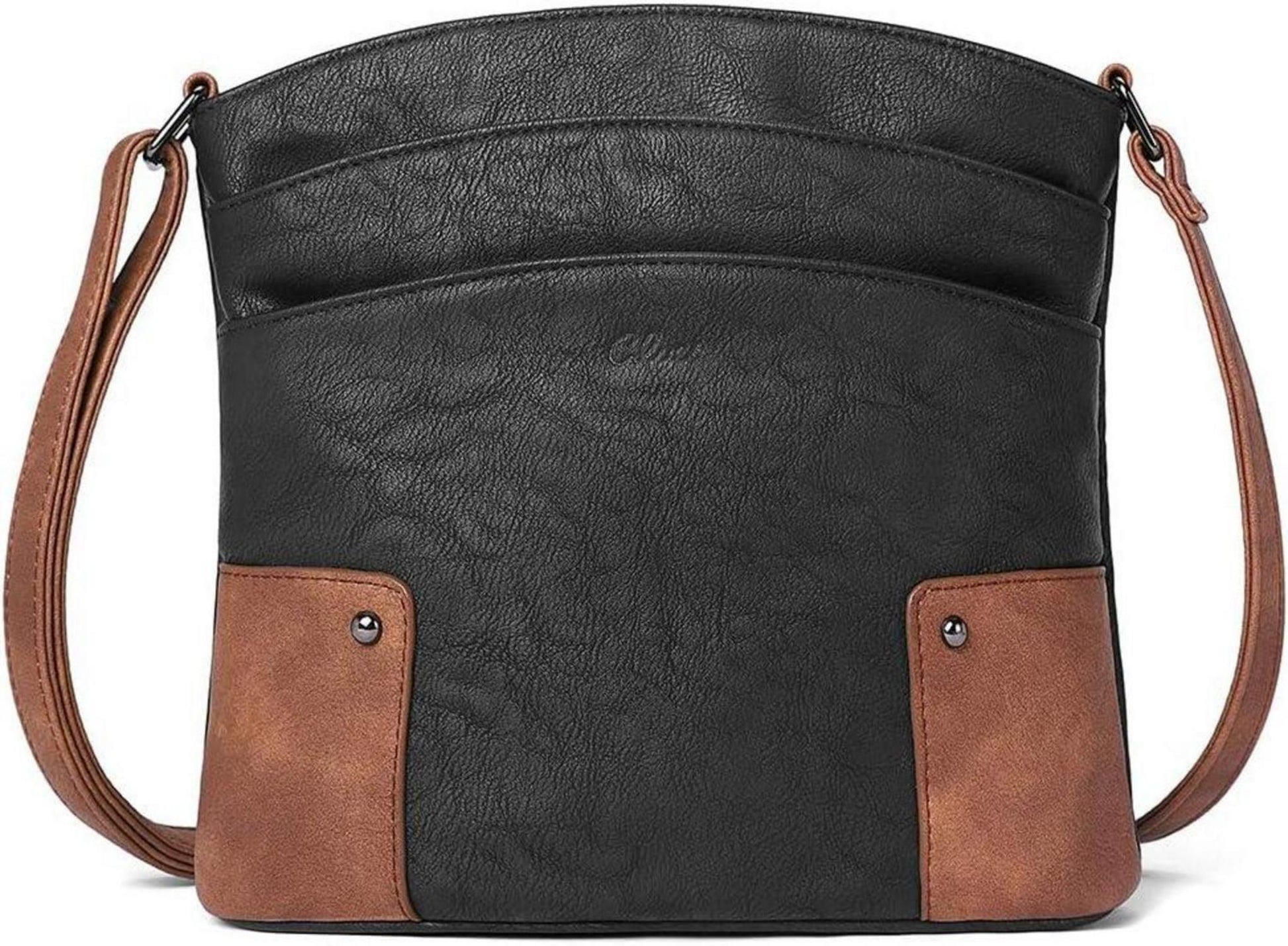 Umhängetasche Damen Klein Crossbody Clutch Handytasche Schwarz Braun