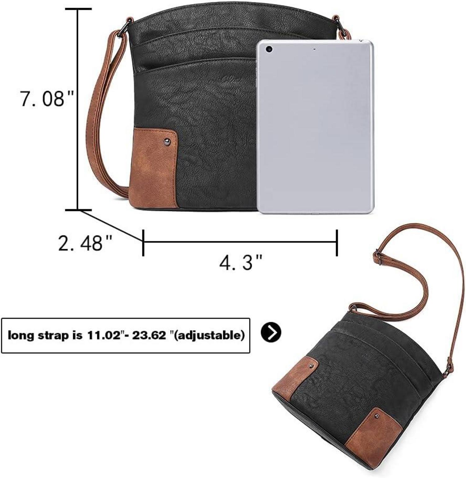 Umhängetasche Damen Klein Crossbody Clutch Handytasche Schwarz Braun