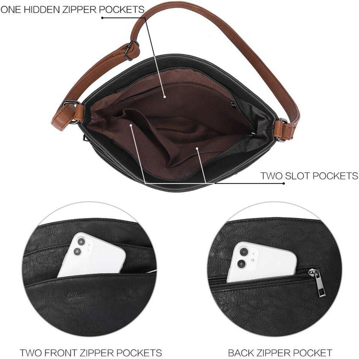 CLUCI Umhängetasche Damen Crossbody Handytasche Schwarz Braun
