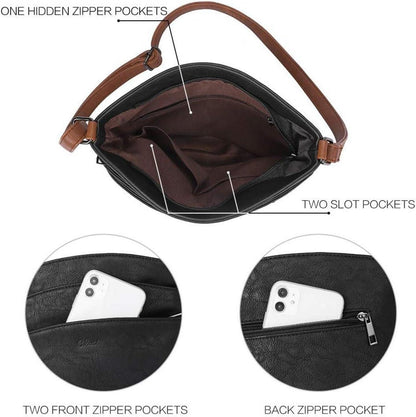 CLUCI Umhängetasche Damen Crossbody Handytasche Schwarz Braun