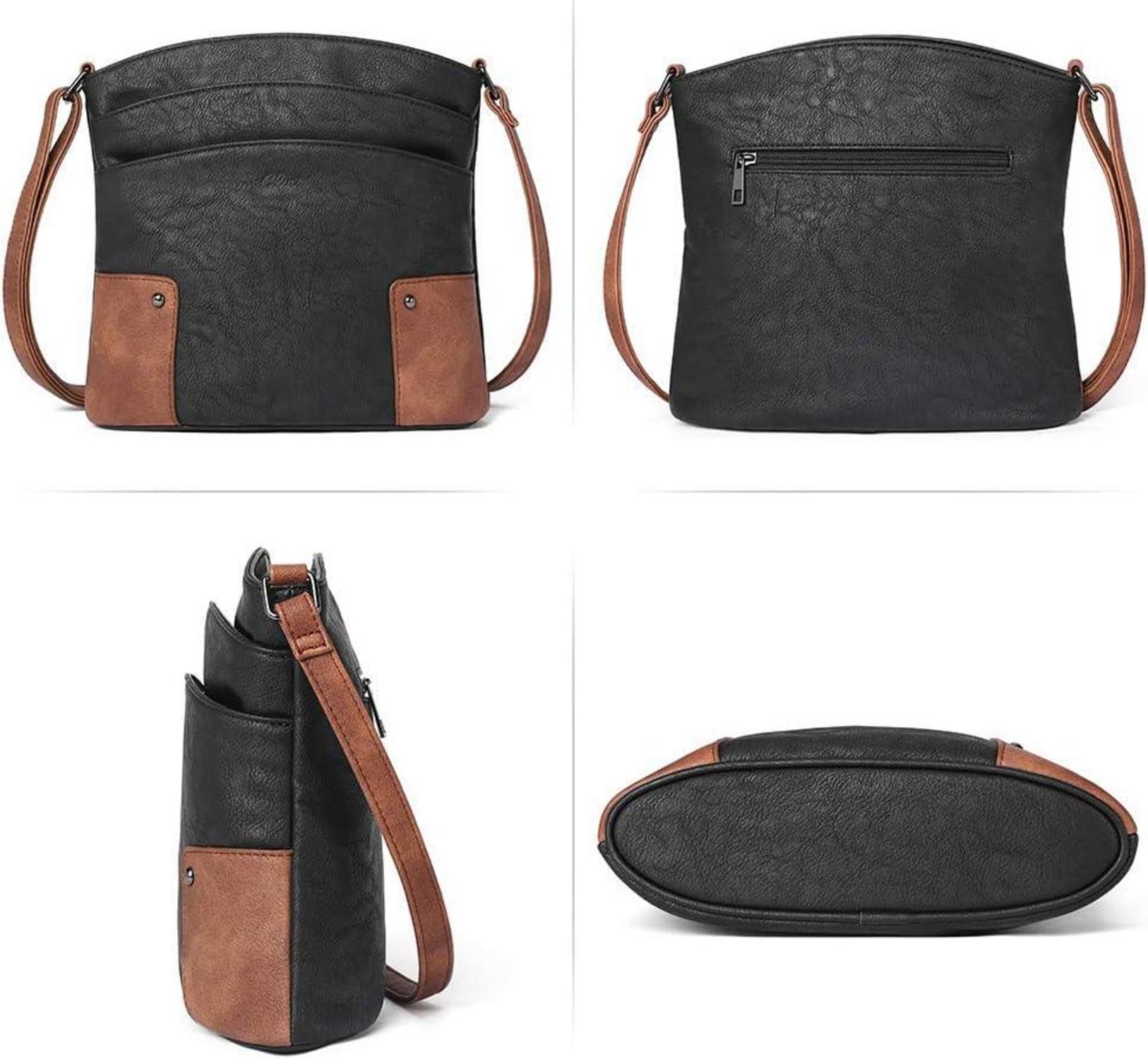 Umhängetasche Damen Klein Crossbody Clutch Handytasche Schwarz Braun