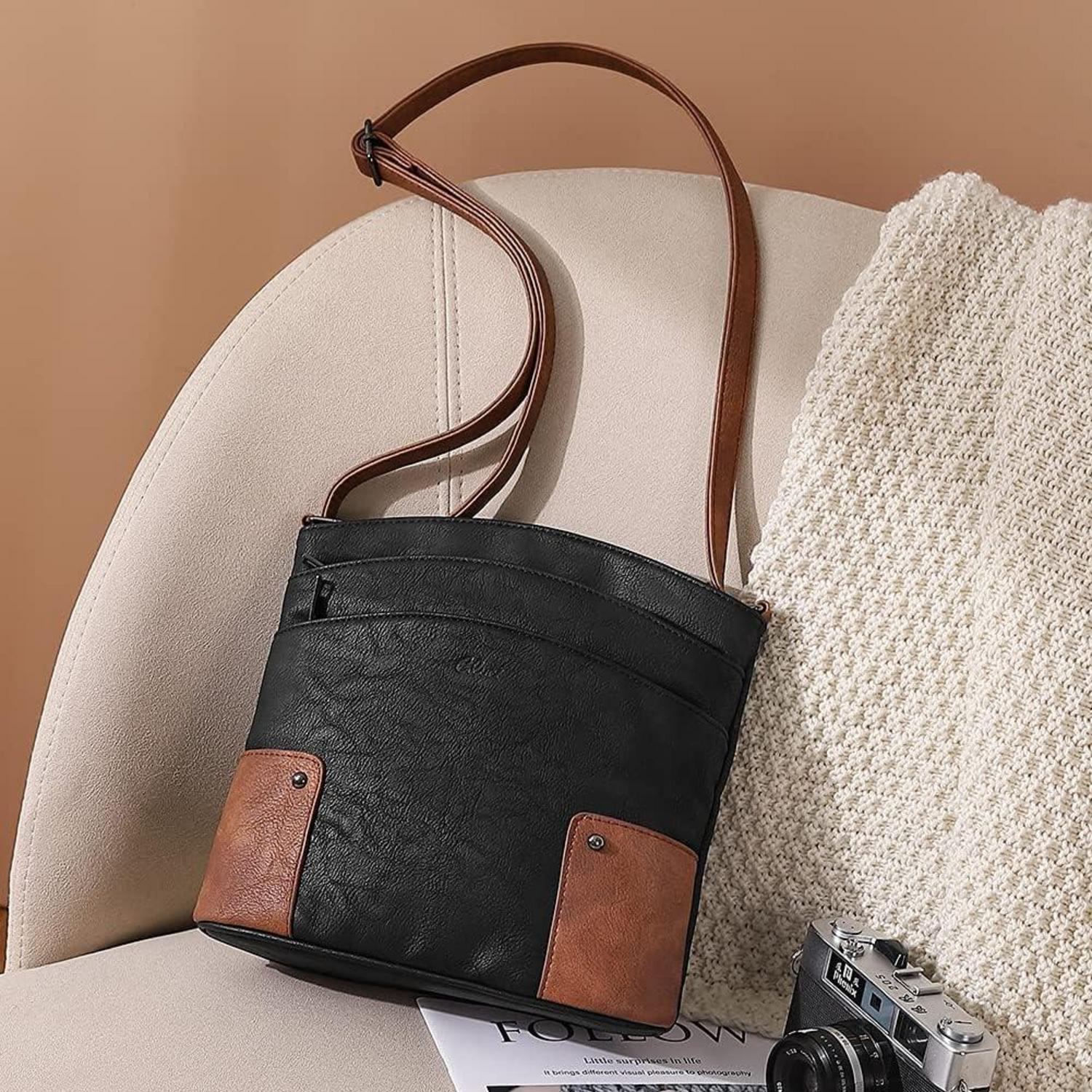 CLUCI Umhängetasche Damen Crossbody Clutch Klein Handytasche Schwarz Braun