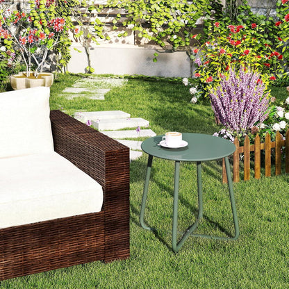 Beistelltisch Metall Wetterfest Outdoor Gartentisch Rund 45cm Grün